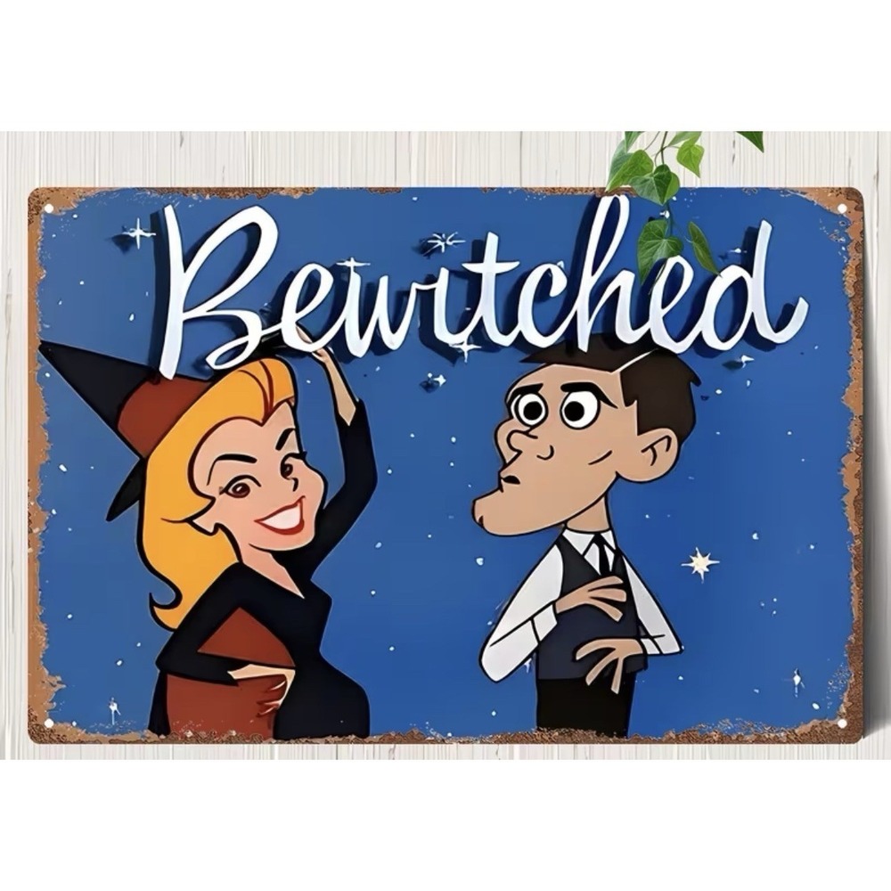 New 8x12 Bewitched Metal Wall Sign Tin TV Retro Decor Vintage Den Bar Movie Room